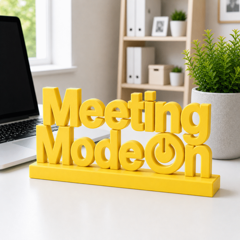 Custom 3D Printed "Meeting Mode On" Desk Sign | Office Decor