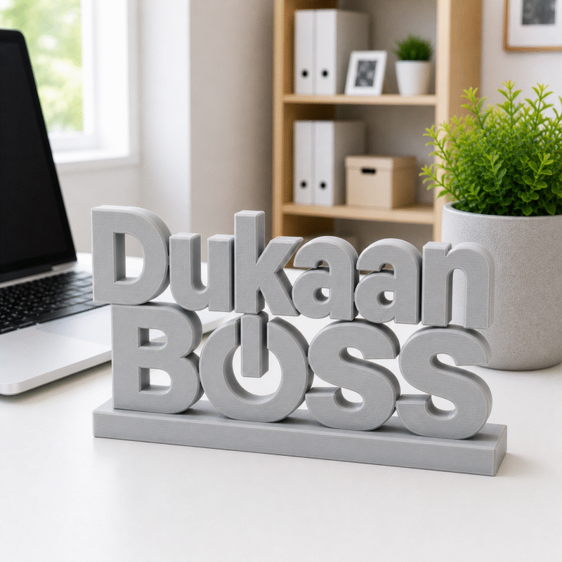 Dukaan Boss 3D Printed Desk Sign | Premium Shop & Office Decor