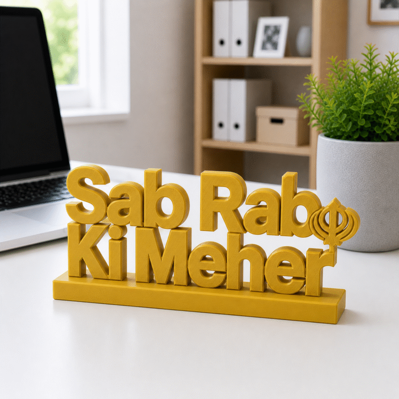 "Sab Rab Ki Meher" 3D Printed Desk Sign