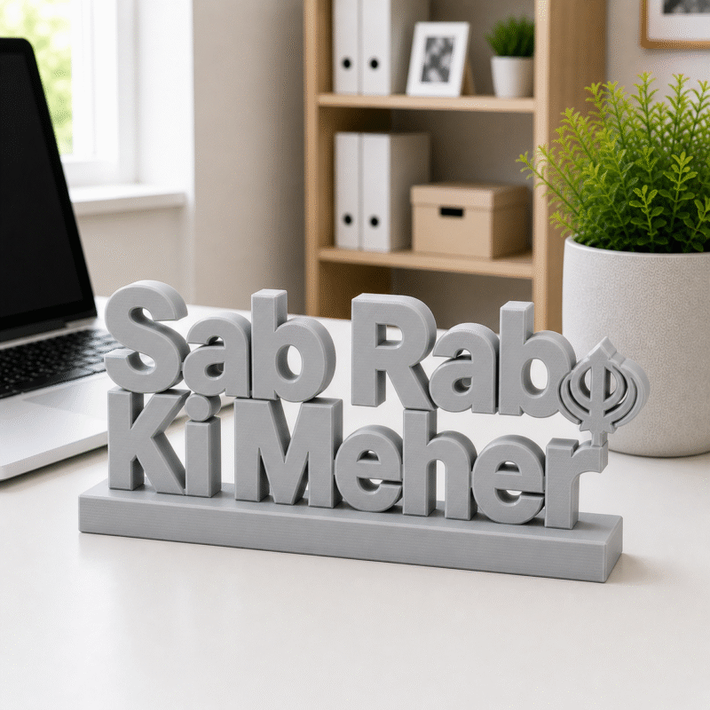"Sab Rab Ki Meher" 3D Printed Desk Sign
