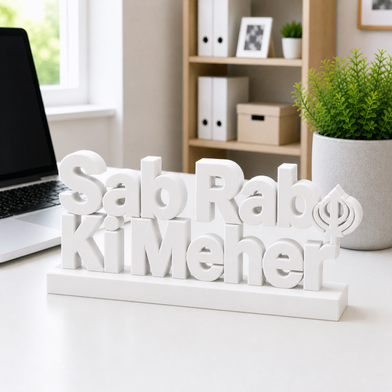 "Sab Rab Ki Meher" 3D Printed Desk Sign
