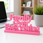 "Family Over Everything" 3D Printed Desk Sign