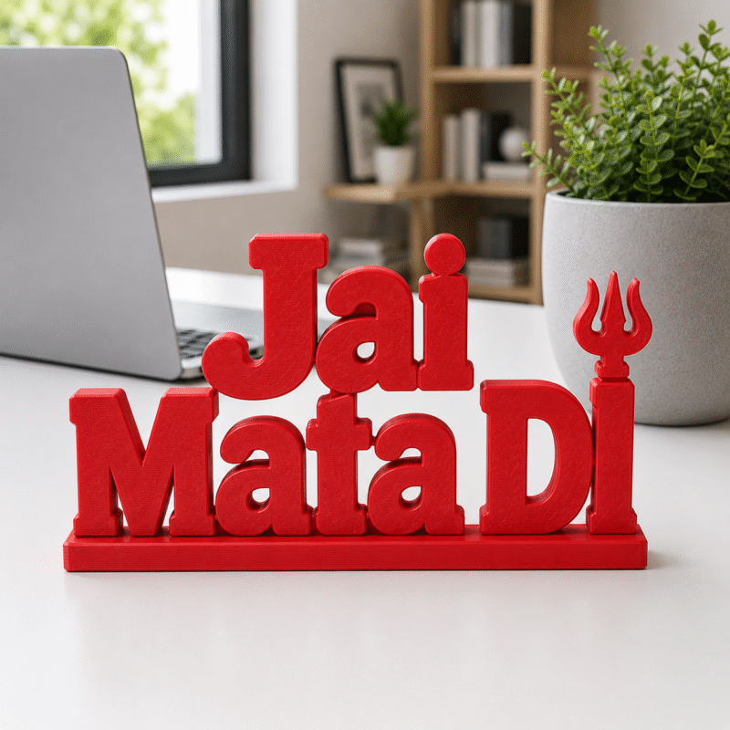 Jai Mata Di 3D Printed Desk Decor | Spiritual Gift & Idol