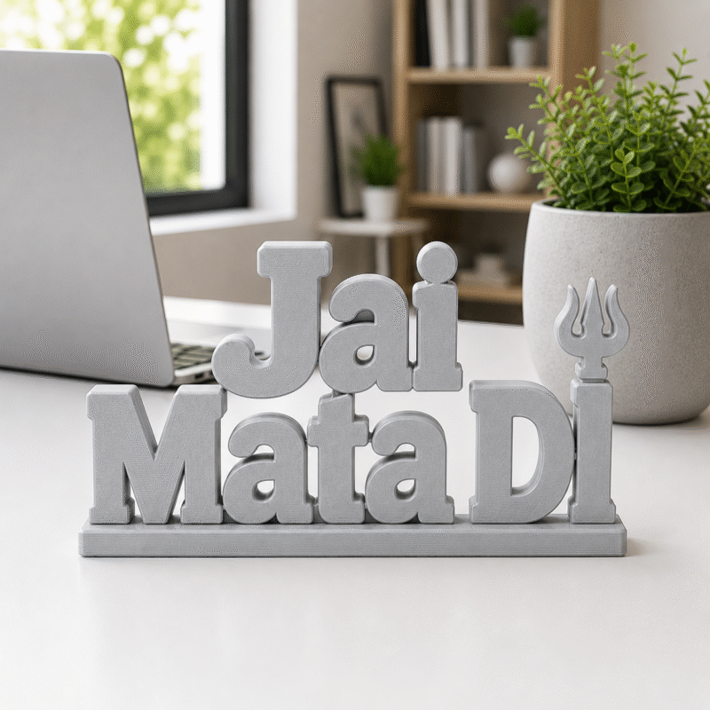Jai Mata Di 3D Printed Desk Decor | Spiritual Gift & Idol
