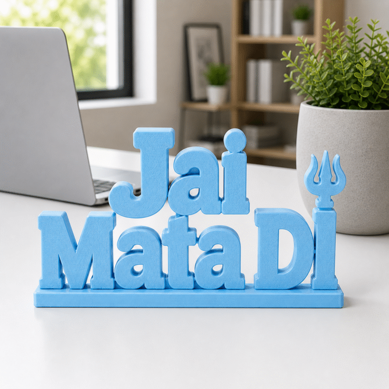 Jai Mata Di 3D Printed Desk Decor | Spiritual Gift & Idol