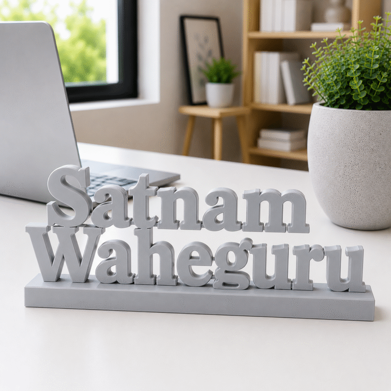 Satnam Waheguru 3D Printed Desk Decor | Sikh Spiritual Gift