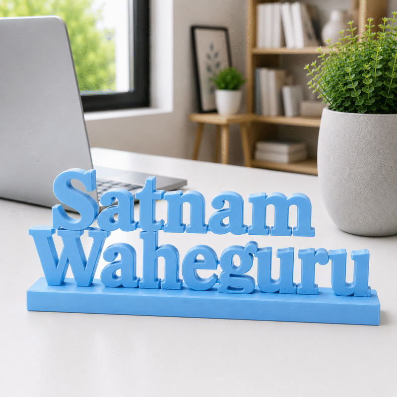 Satnam Waheguru 3D Printed Desk Decor | Sikh Spiritual Gift
