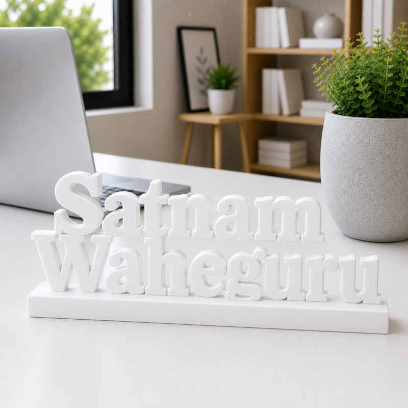 Satnam Waheguru 3D Printed Spiritual Desk Sign – Premium Devotional Gift for Home Office, Car Dashboard, Gurdwara Decor, Study Table, Reception Desk, and Personal Gifting - Image 8
