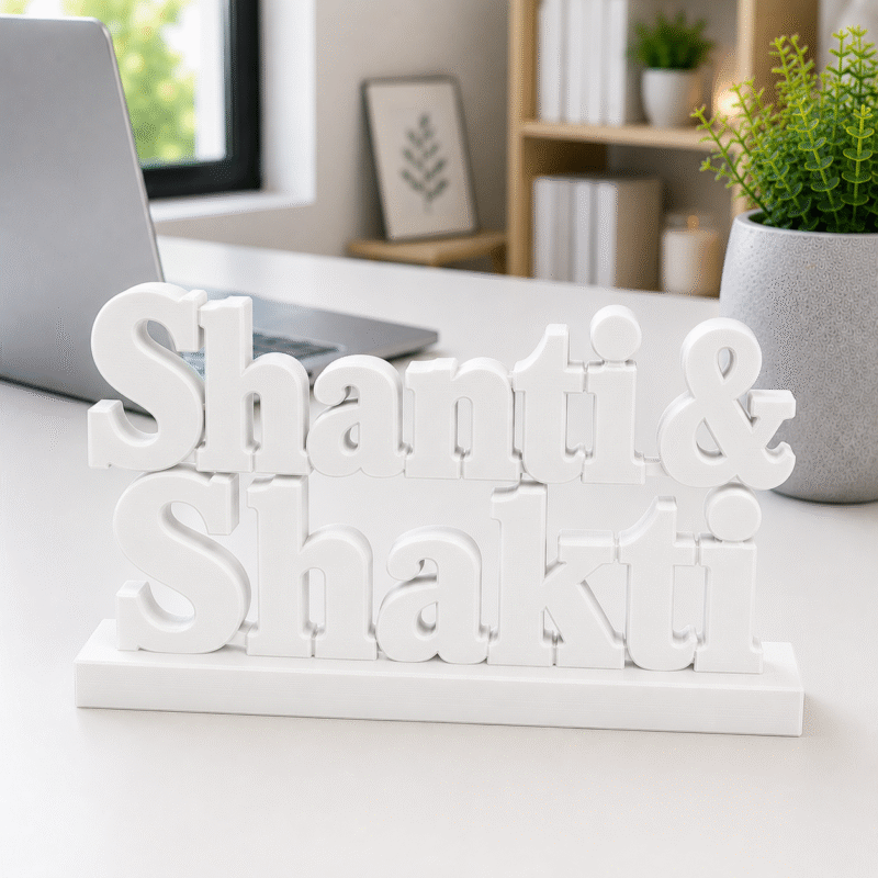Shanti & Shakti 3D Printed Desk Decor | Spiritual Wellness Gift