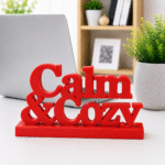 3D Printed Calm & Cozy Desk Sign - Pink Wellness Office Decor