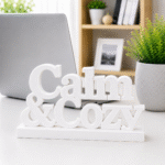 3D Printed Calm & Cozy Desk Sign - Pink Wellness Office Decor