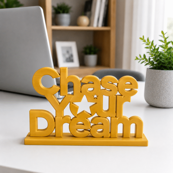 3D Printed Chase Your Dream Desk Sign - Red Motivational Office Gift