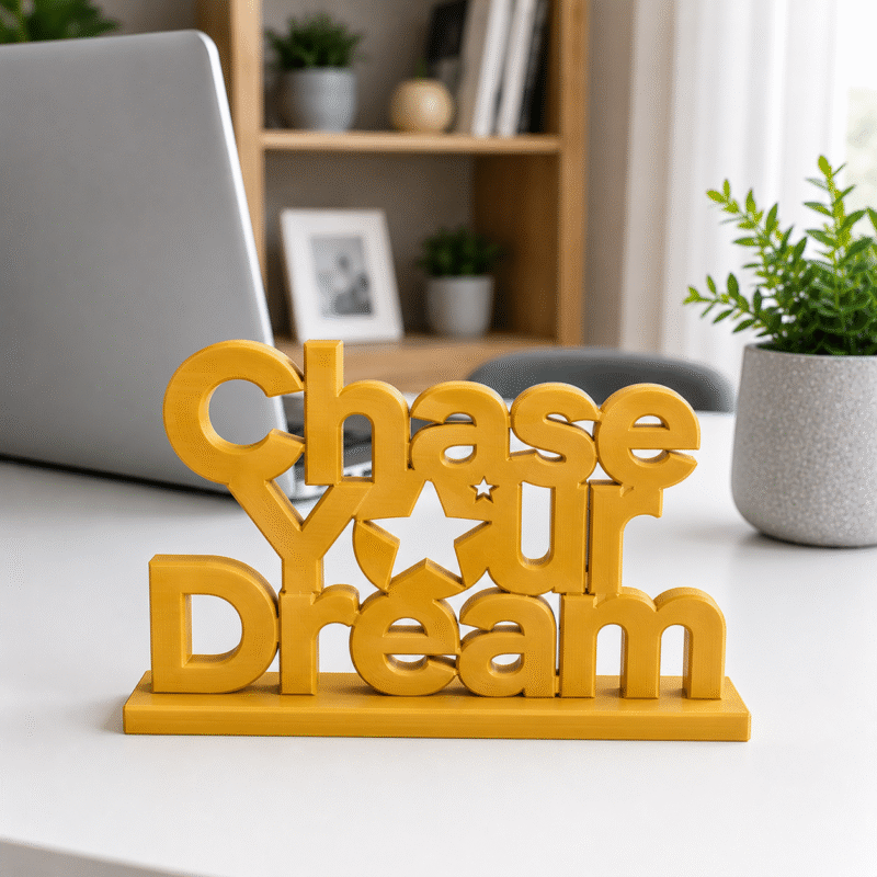 3D Printed Chase Your Dream Desk Sign - Red Motivational Office Gift