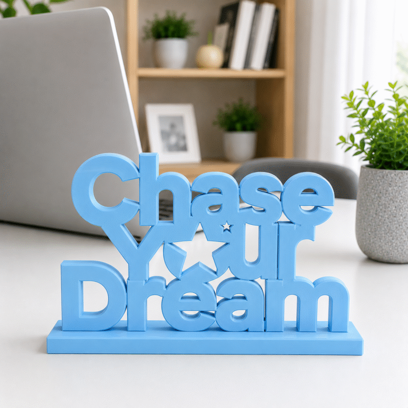 3D Printed Chase Your Dream Desk Sign - Red Motivational Office Gift