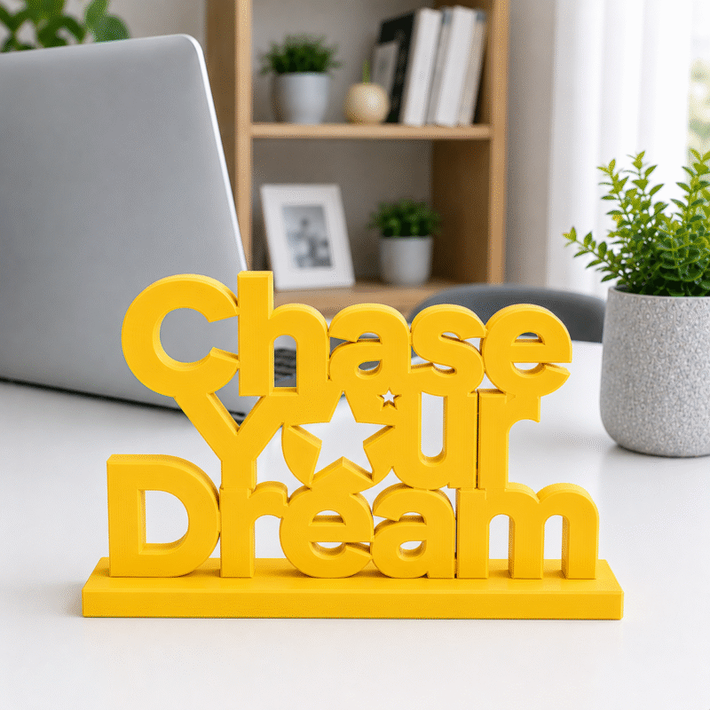 3D Printed Chase Your Dream Desk Sign - Red Motivational Office Gift