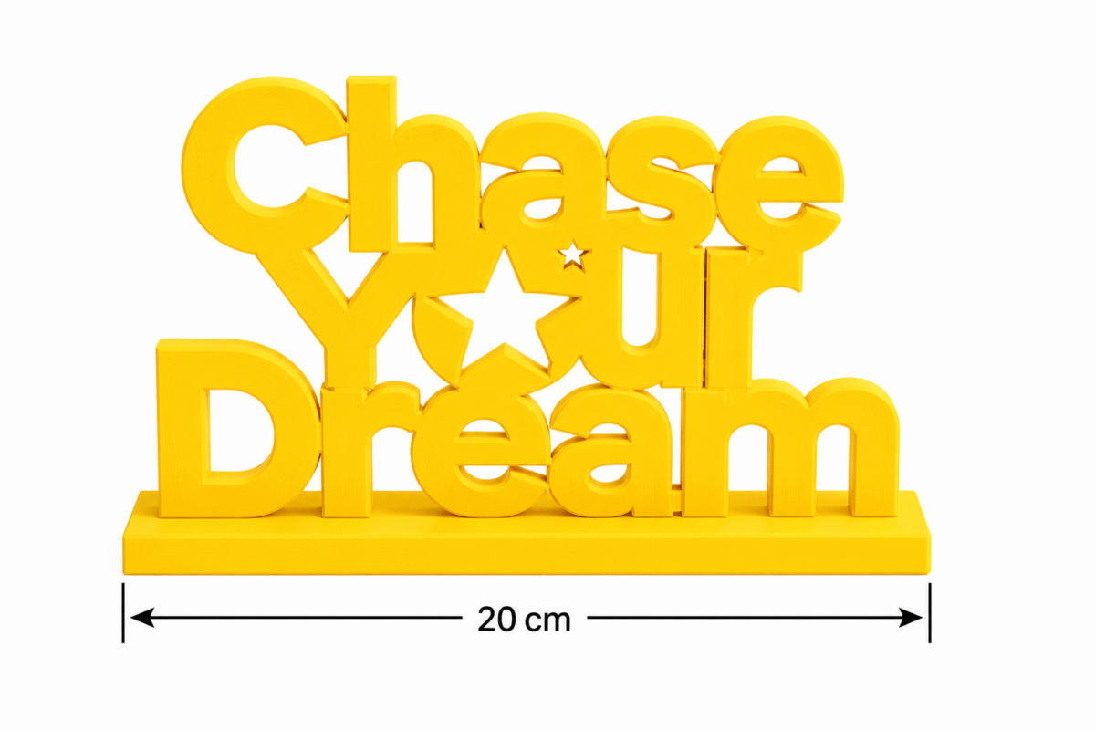 3D Printed Chase Your Dream Desk Sign - Red Motivational Office Gift