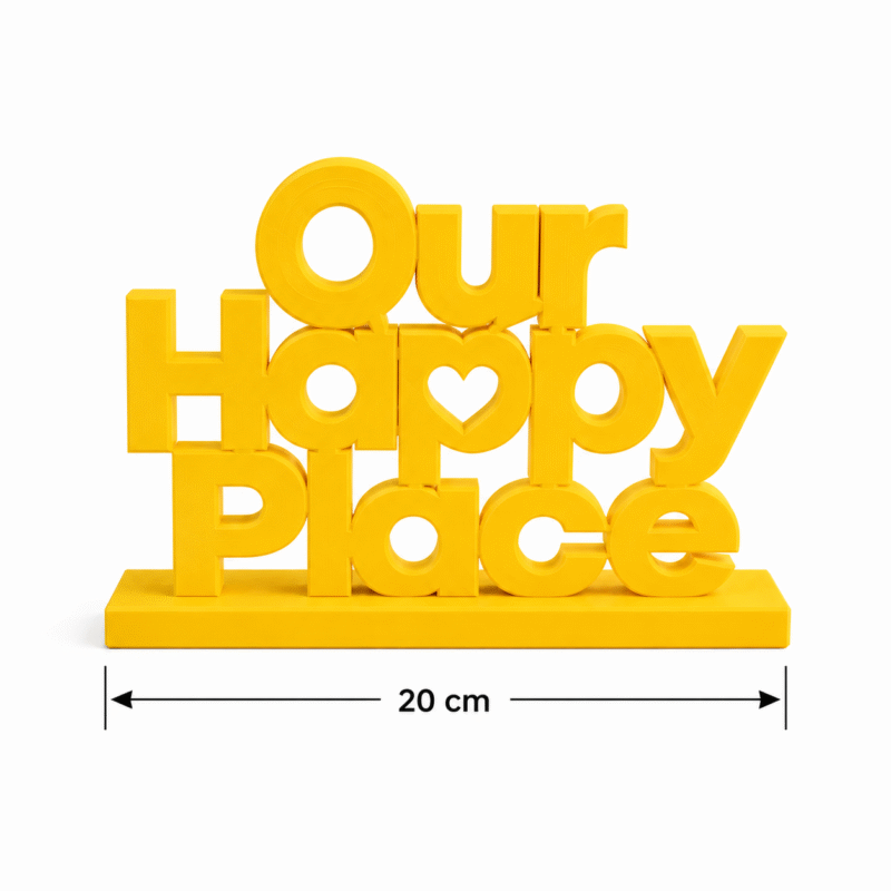 3D Printed Our Happy Place Desk Sign - Positive Office Culture Gift