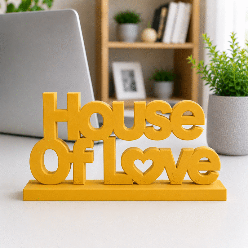 3D Printed House Of Love Desk Sign - Pink Motivational Home Decor