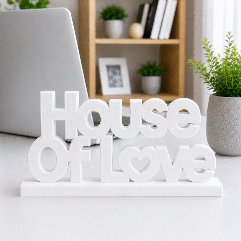 3D Printed House Of Love Desk Sign - Pink Motivational Home Decor