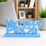 3D Printed My Happy Place Desk Sign - Red Personal Workspace Decor