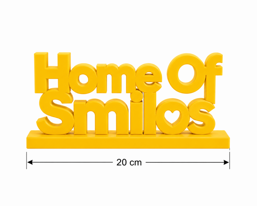 3D Printed Home Of Smiles Desk Sign - Grey Minimalist Office Decor