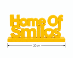 3D Printed Home Of Smiles Desk Sign - Grey Minimalist Office Decor