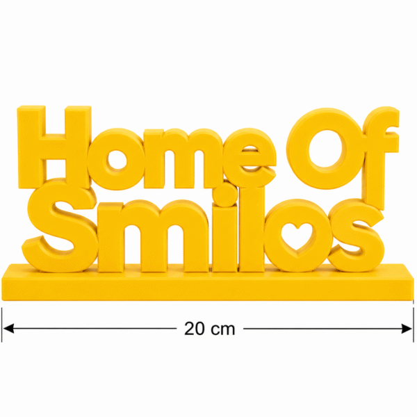 3D Printed Home Of Smiles Desk Sign - Grey Minimalist Office Decor