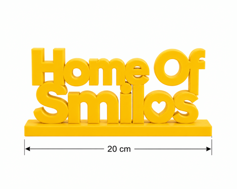 3D Printed Home Of Smiles Desk Sign - Grey Minimalist Office Decor