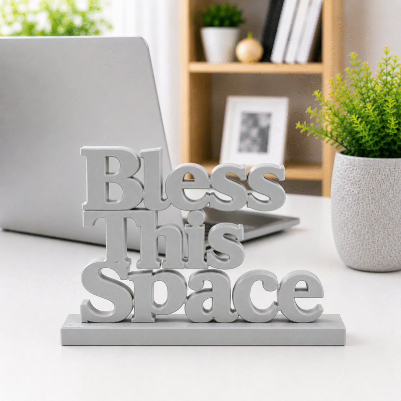 3D Printed Bless This Space Desk Sign - Pink Positive Energy Decor