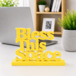 3D Printed Bless This Space Desk Sign - Pink Positive Energy Decor