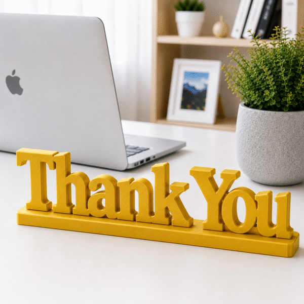 3D Printed Thank You Desk Sign - Pink Modern Appreciation Gift