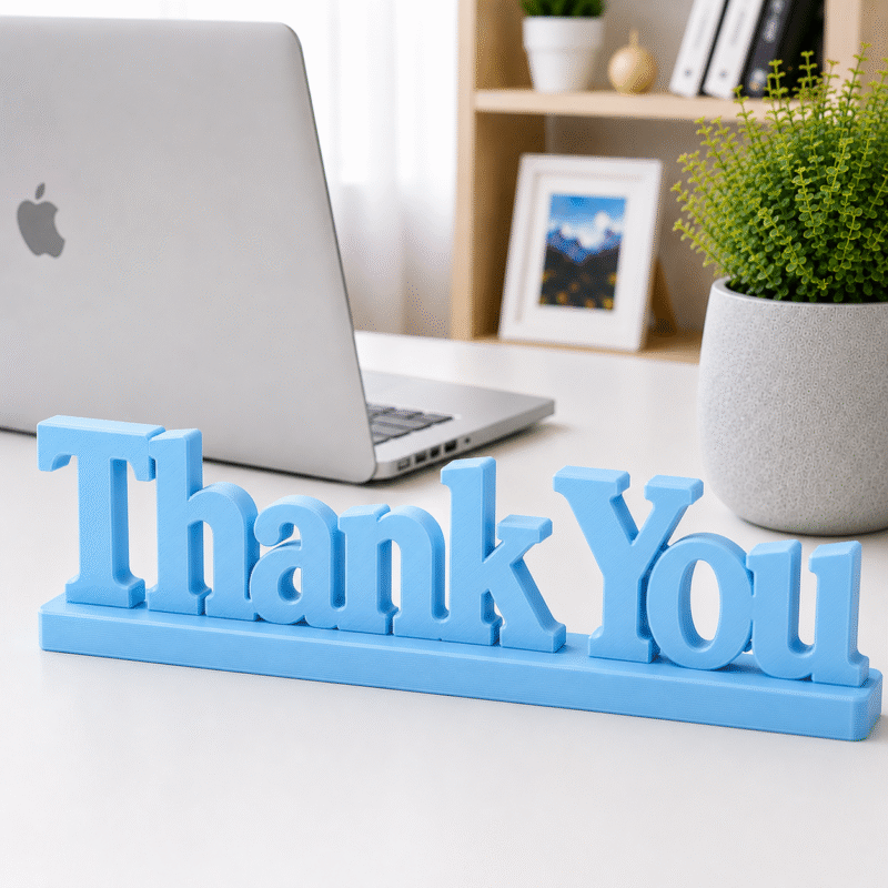 3D Printed Thank You Desk Sign - Pink Modern Appreciation Gift