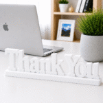 3D Printed Thank You Desk Sign - Pink Modern Appreciation Gift