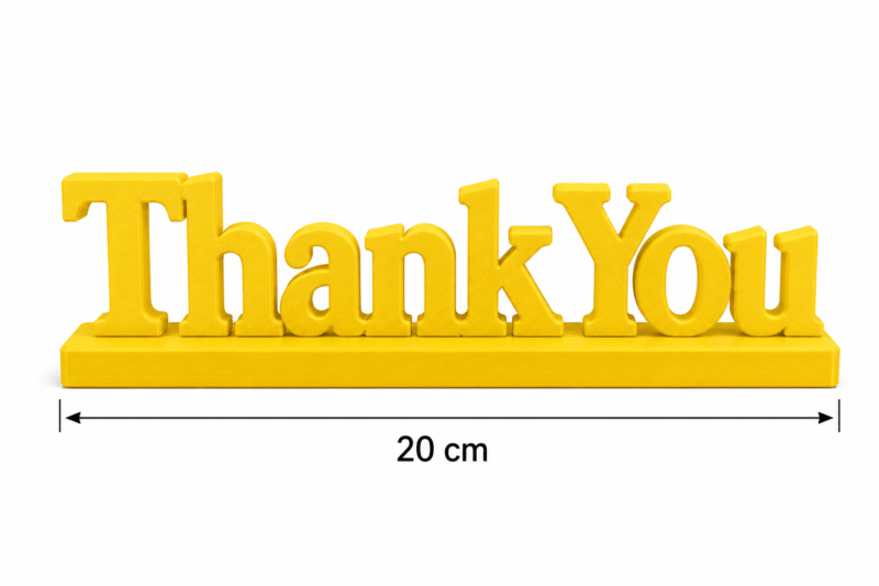 3D Printed Thank You Desk Sign - Pink Modern Appreciation Gift