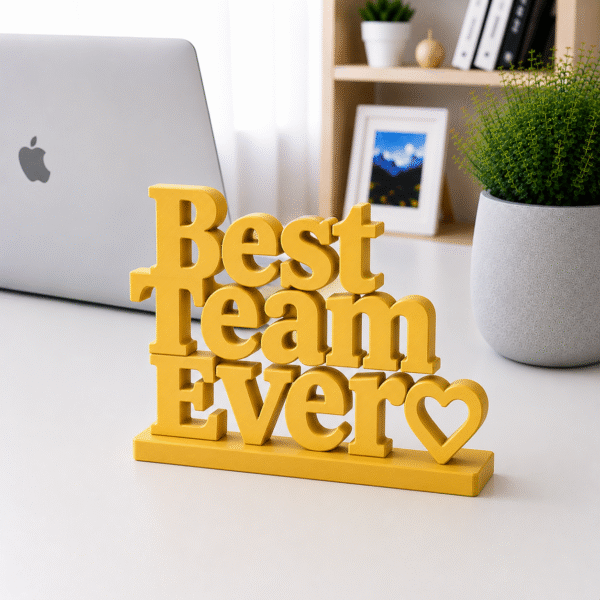 3D Printed Best Team Ever Desk Sign - Yellow Corporate Recognition Gift