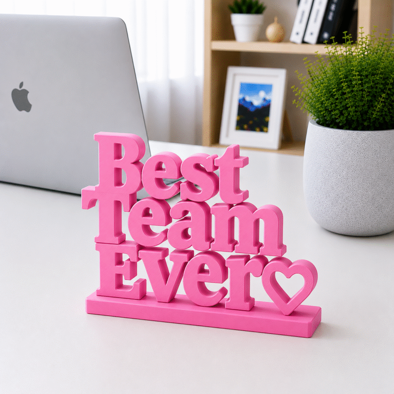 3D Printed Best Team Ever Desk Sign - Yellow Corporate Recognition Gift