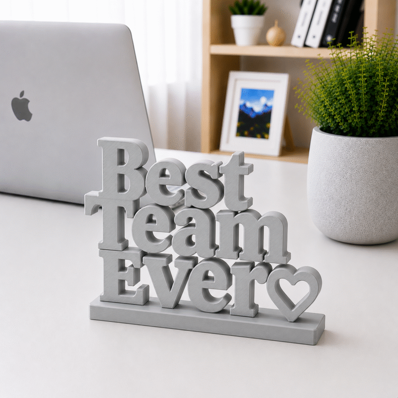 3D Printed Best Team Ever Desk Sign - Yellow Corporate Recognition Gift