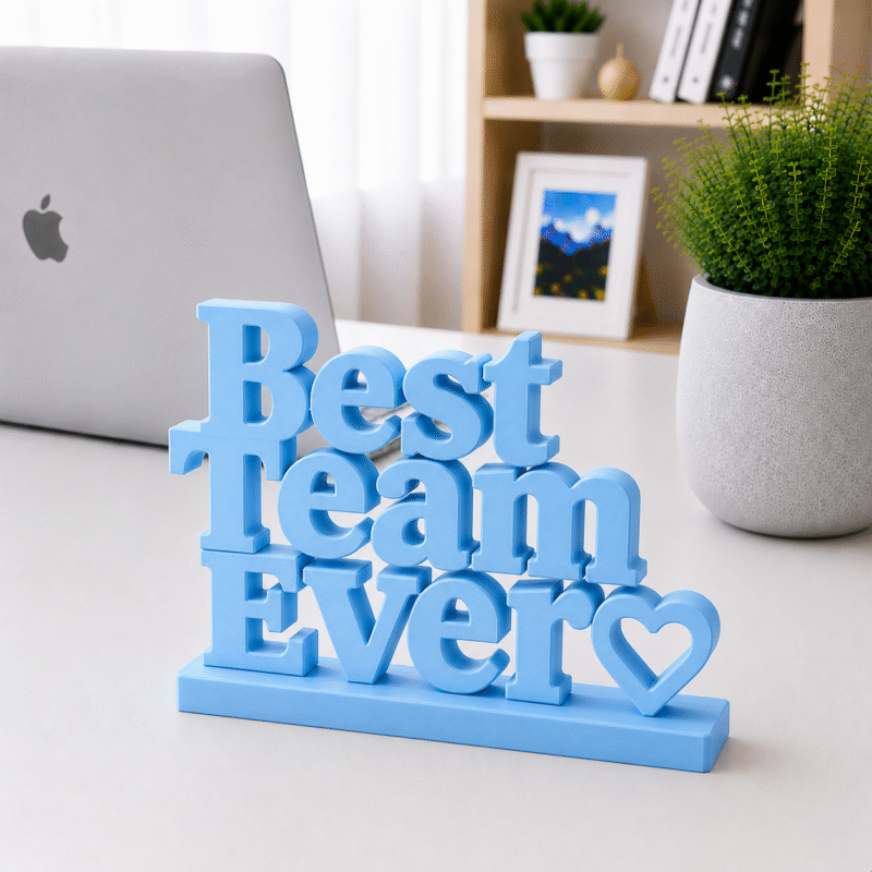 3D Printed Best Team Ever Desk Sign - Yellow Corporate Recognition Gift