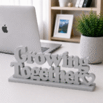 3D Printed Growing Together Desk Sign - White Minimalist Office Decor