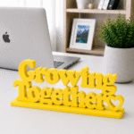 3D Printed Growing Together Desk Sign - White Minimalist Office Decor