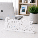 3D Printed Growing Together Desk Sign - White Minimalist Office Decor