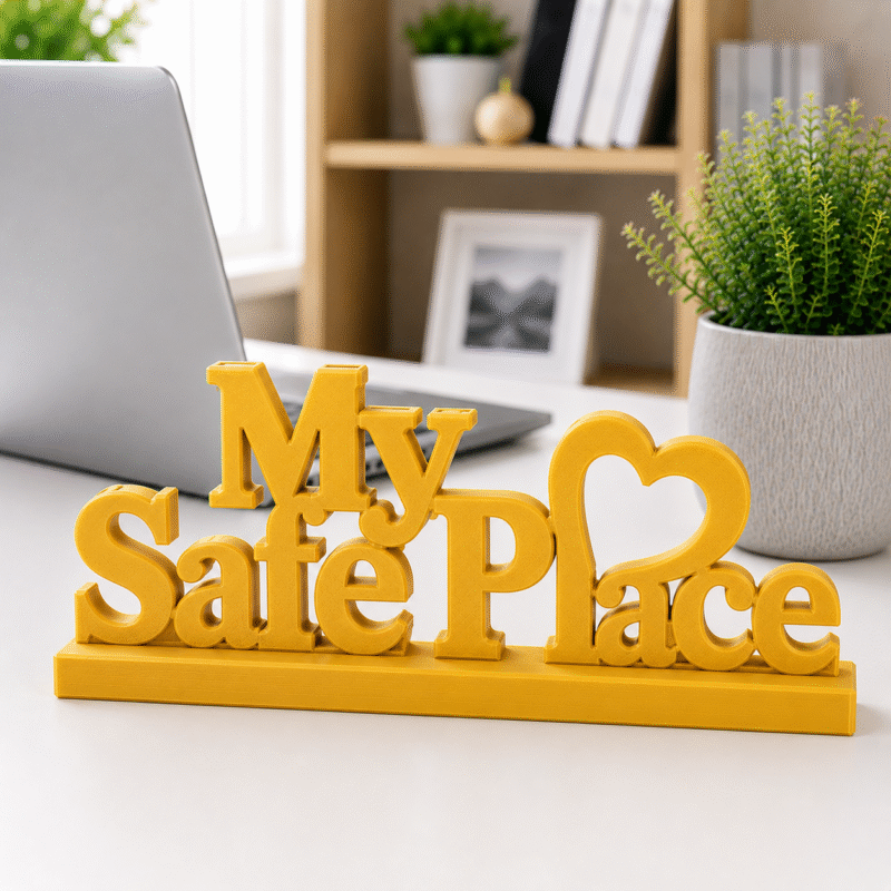3D Printed My Safe Place Desk Sign - Yellow Personal Sanctuary Decor