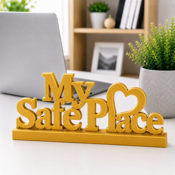 3D Printed My Safe Place Desk Sign - Yellow Personal Sanctuary Decor