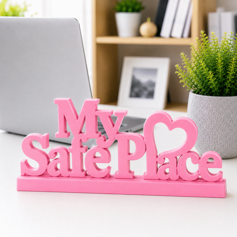 3D Printed My Safe Place Desk Sign - Yellow Personal Sanctuary Decor