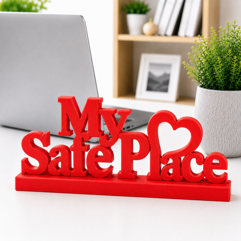 3D Printed My Safe Place Desk Sign - Yellow Personal Sanctuary Decor