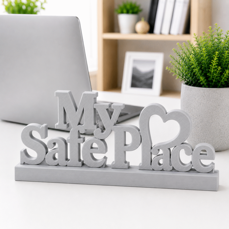 3D Printed My Safe Place Desk Sign - Yellow Personal Sanctuary Decor