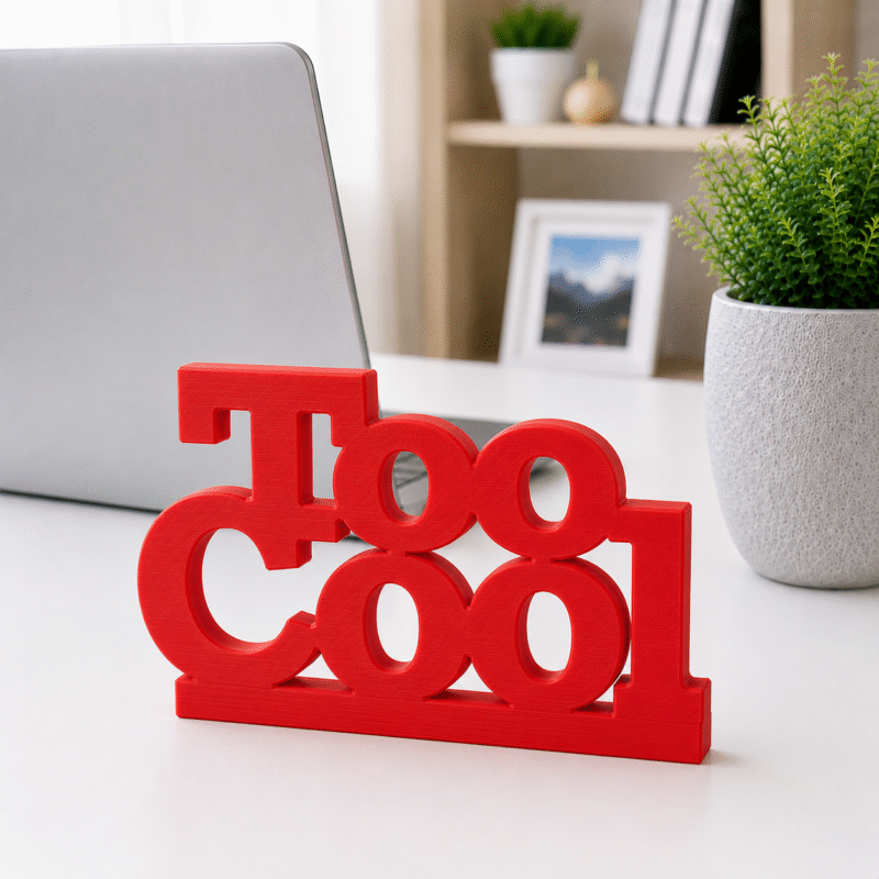 3D Printed Too Cool Desk Sign - Sky Blue Modern Office Decor
