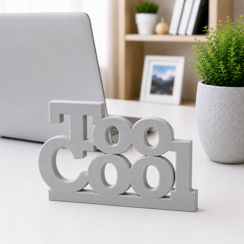 3D Printed Too Cool Desk Sign - Sky Blue Modern Office Decor