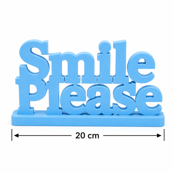 3D Printed Smile Please Desk Sign - Grey Modern Office Decor