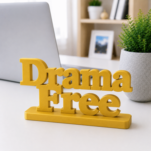 3D Printed Drama Free Desk Sign - Red Funny Office Decor Gift